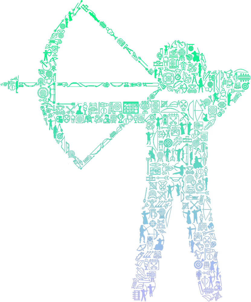 Archer Silhouette Sports Icon Collage