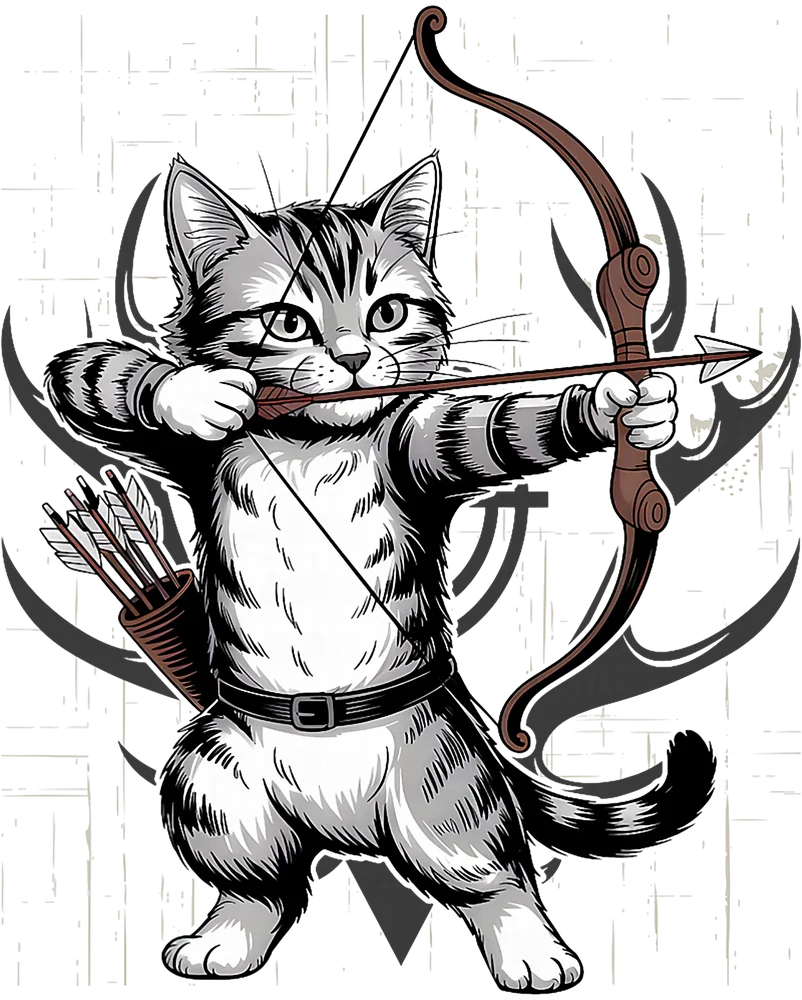 Archer Cat With Bow And Arrow
