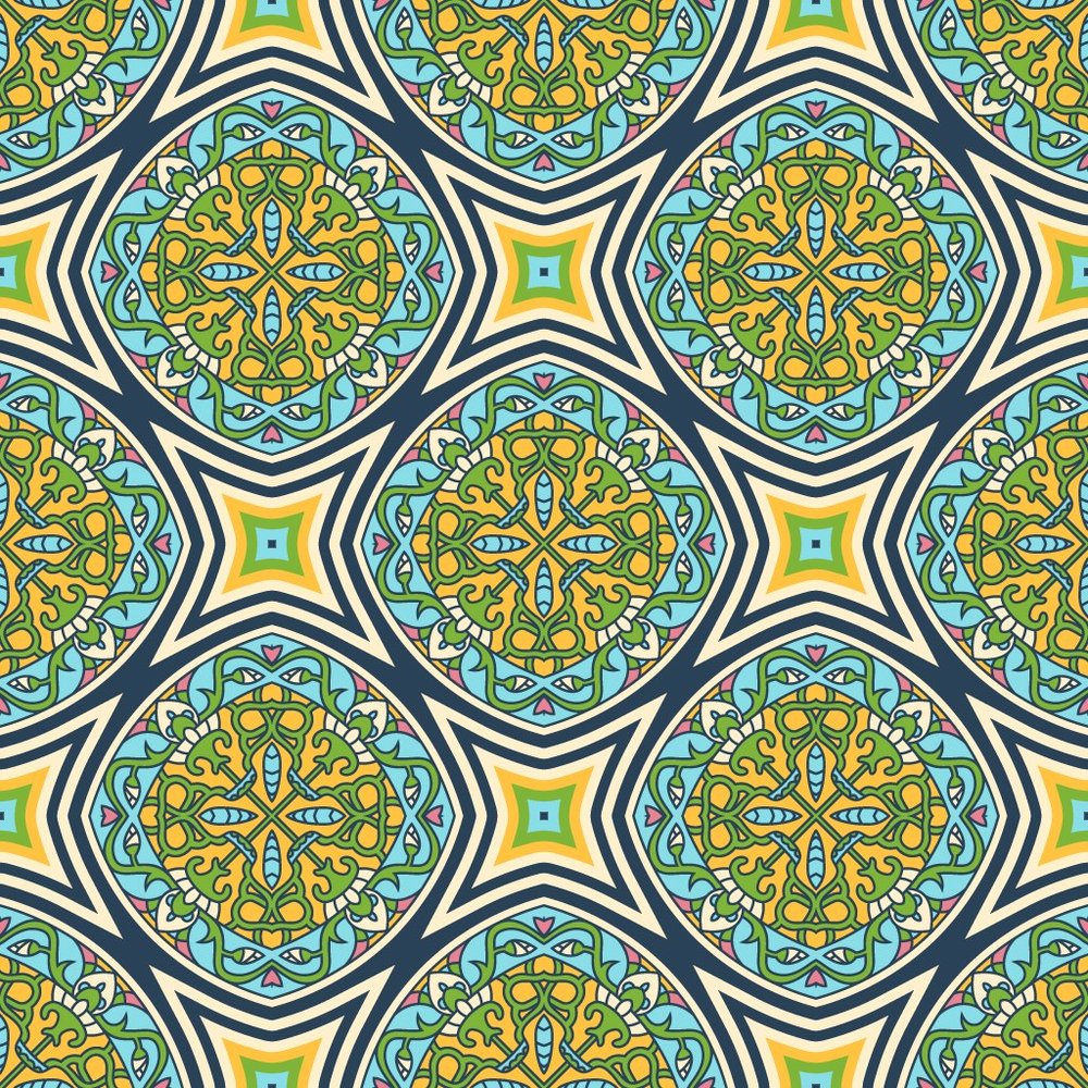 Ornate Medallion Geometric Seamless Pattern
