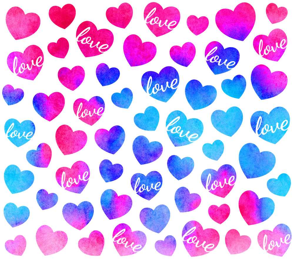 Watercolor Love Hearts — Multicolor Watercolor