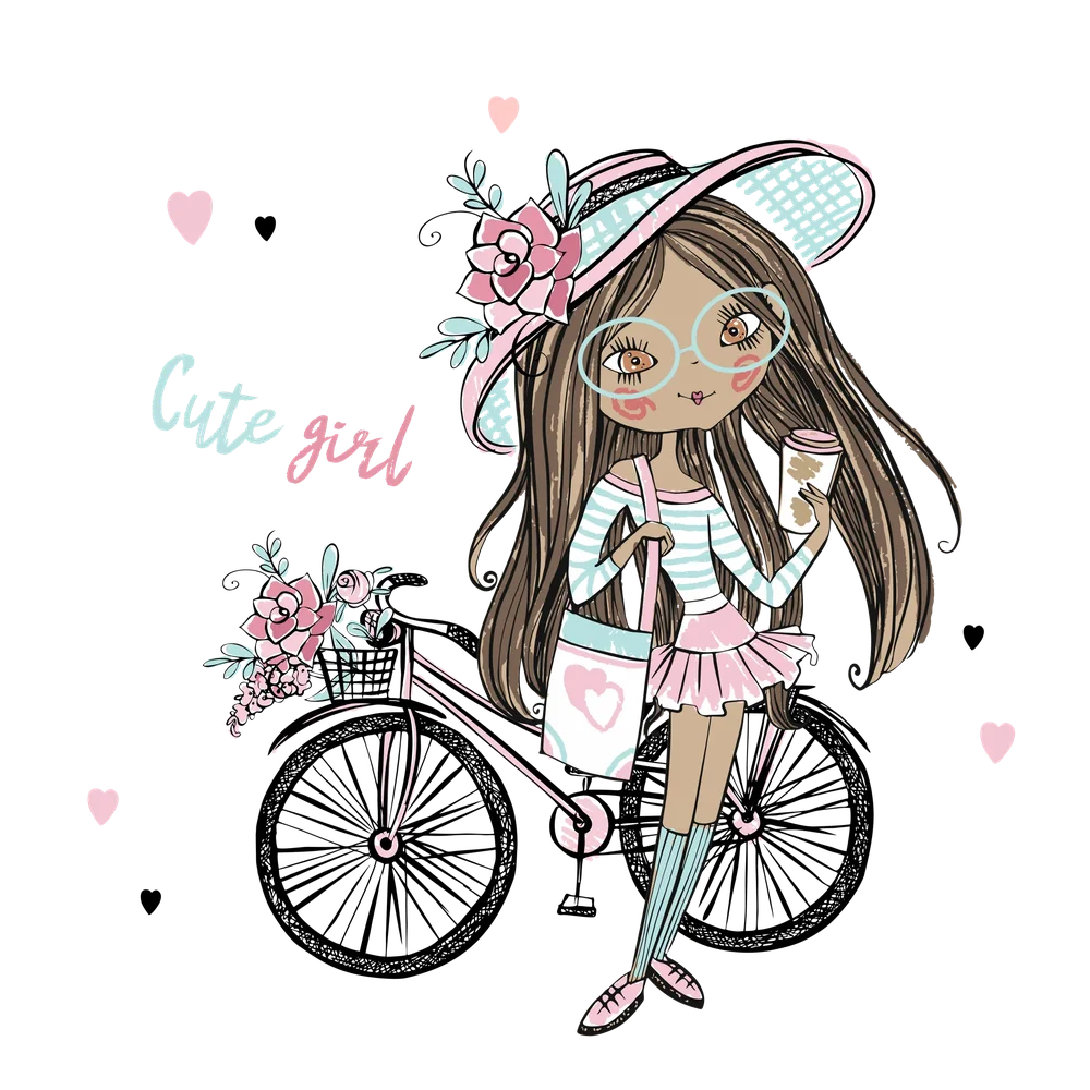 Cute Girl With Bicycle