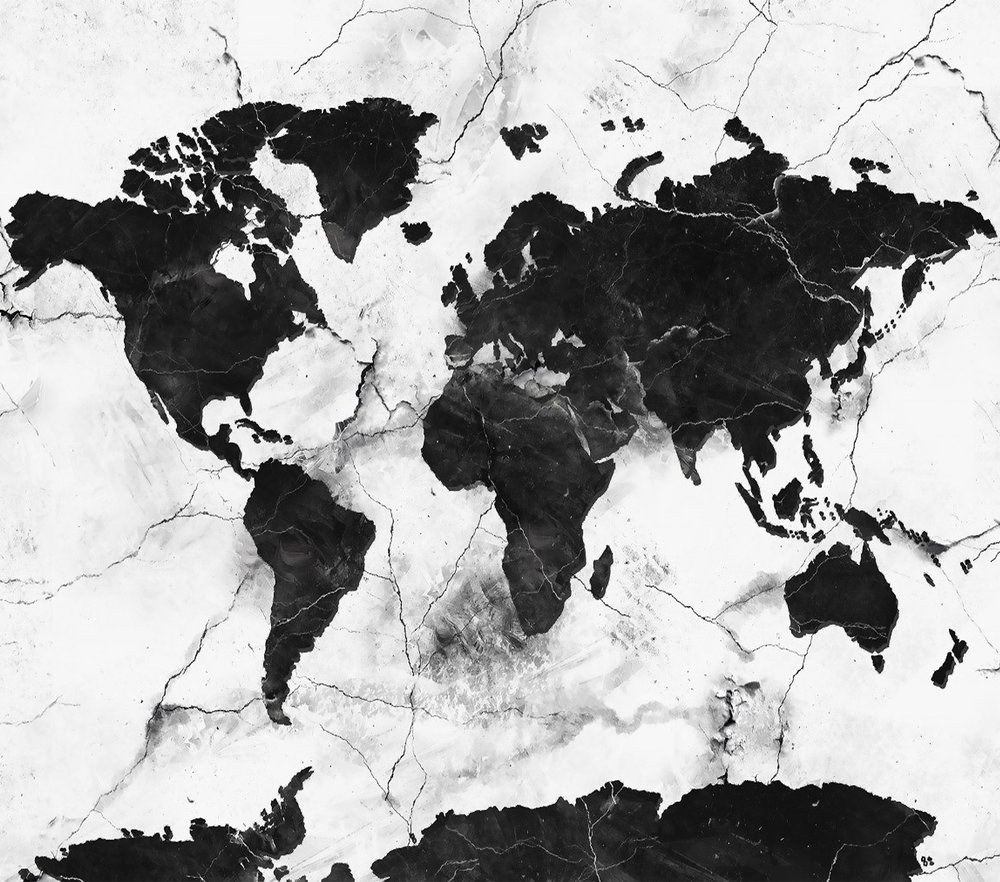 Distressed Black World Map
