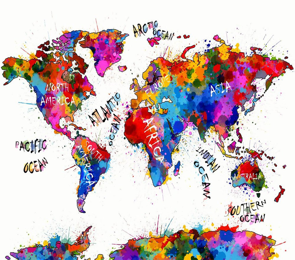 Colorful Watercolor World Map