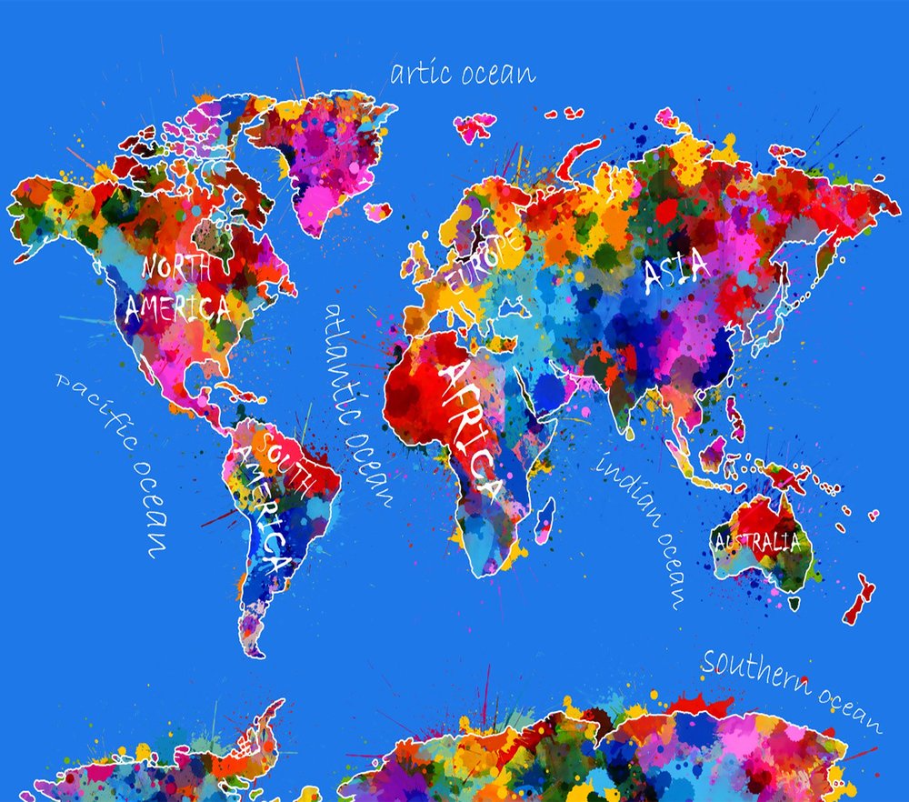 Watercolor World Map — White Watercolor