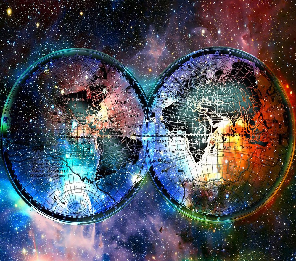 Cosmic World Map Hemispheres