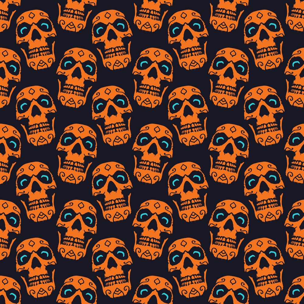 Spooky Skulls Seamless Pattern