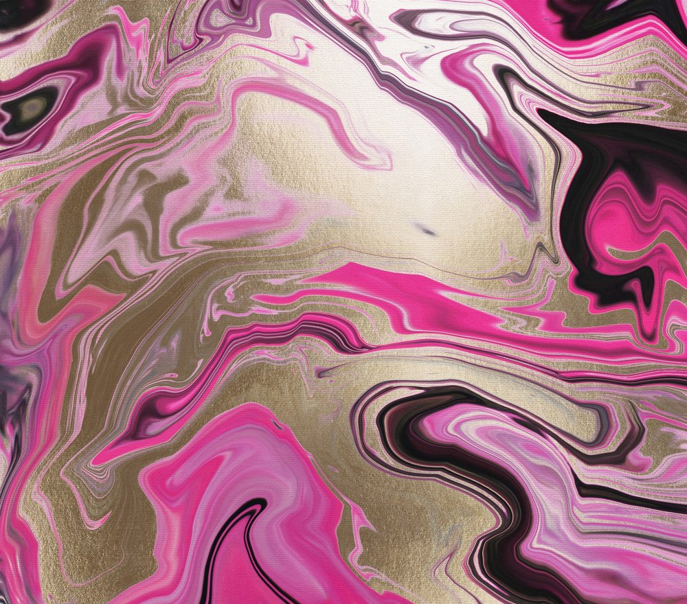 Pink Gold Marble Swirl — Multicolor Liquid Marble