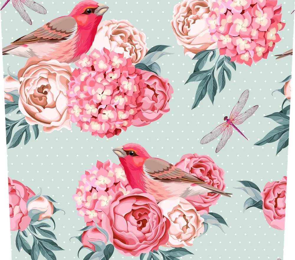 Pink Florals and Songbirds Garden