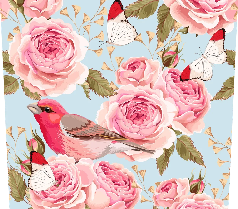 Pink Roses Cardinal Butterflies