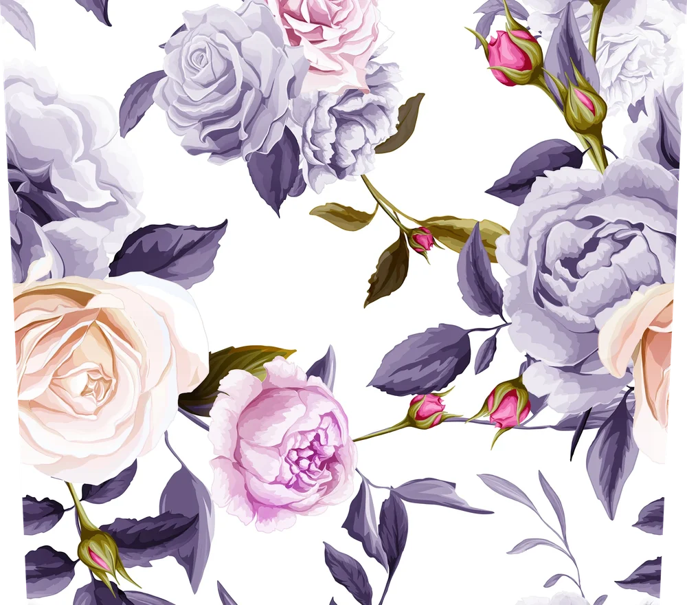 Purple Lavender Floral Seamless Pattern