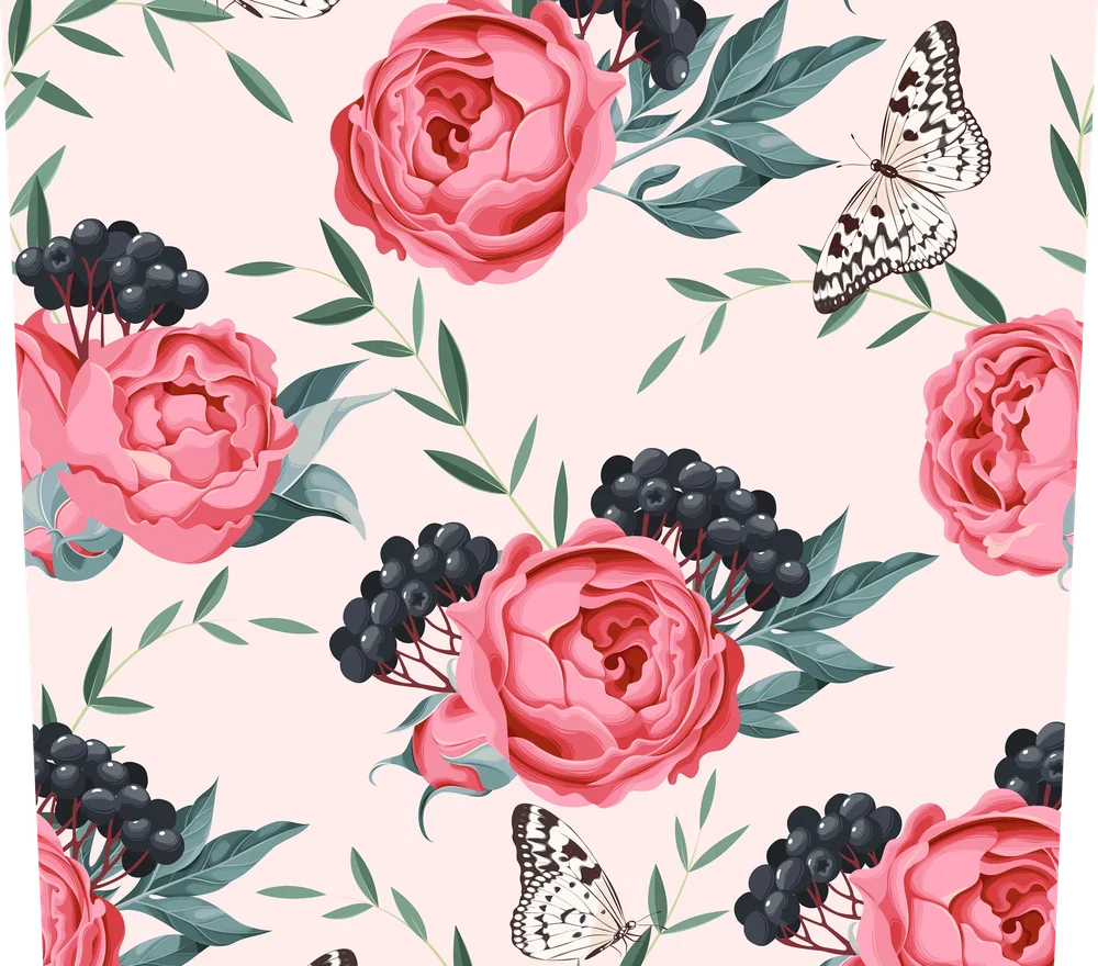 Pink Peonies With Butterflies