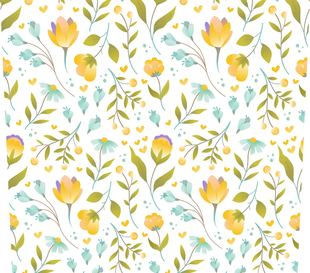 Spring Floral Hearts Seamless Pattern