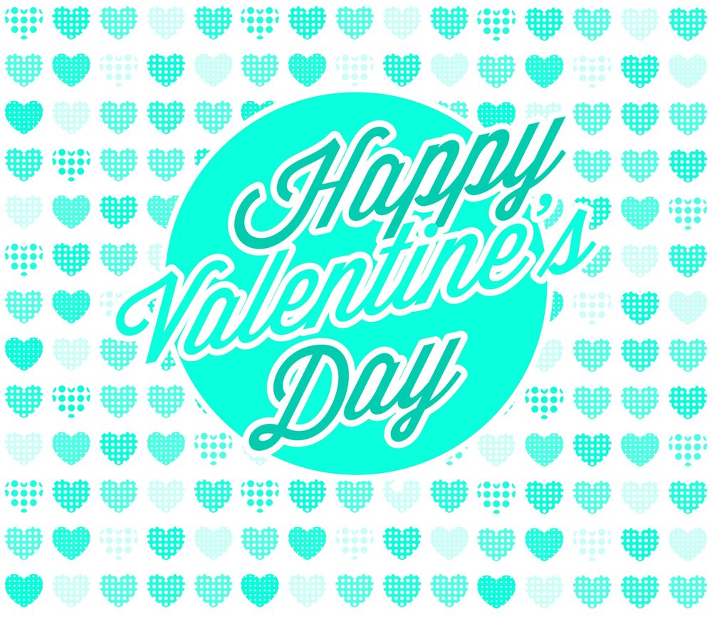 Happy Valentines Day Hearts — White Retro