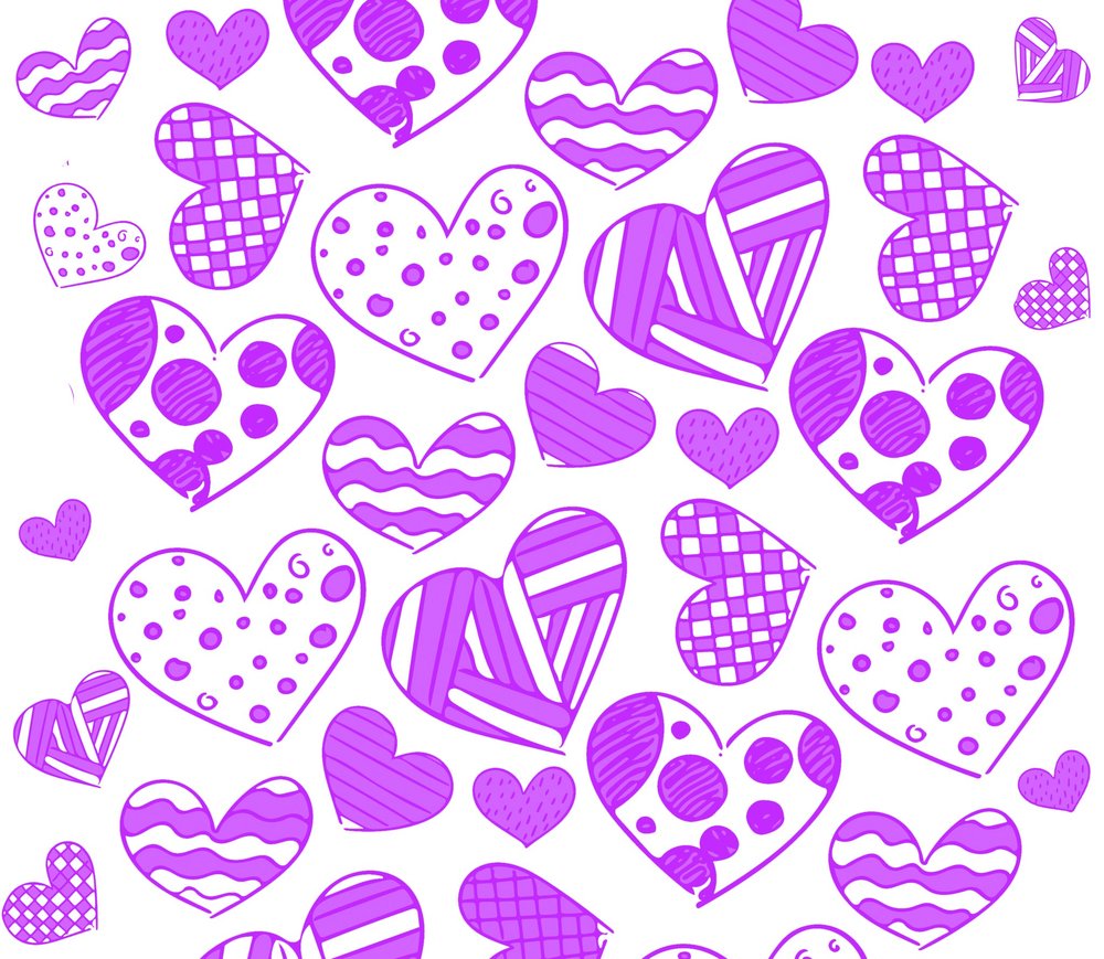 Purple Sketched Hearts Pattern