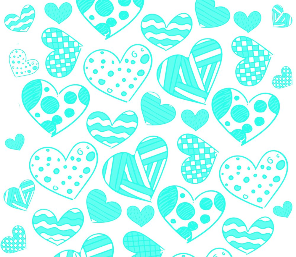 Turquoise Patterned Hearts