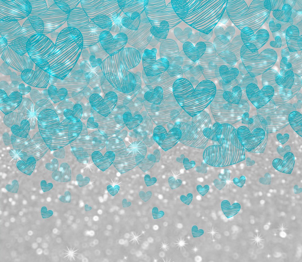 Turquoise Hearts Glitter Background