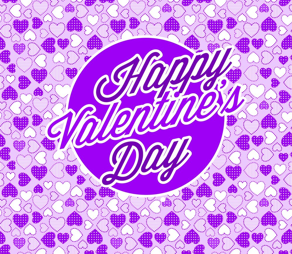 Happy Valentine's Day Purple Circle