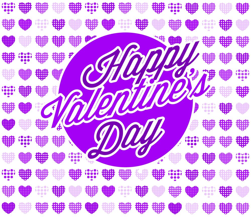 Happy Valentine's Day Purple Hearts