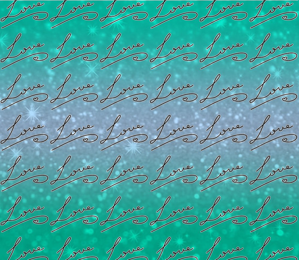 Turquoise Glitter Love Pattern