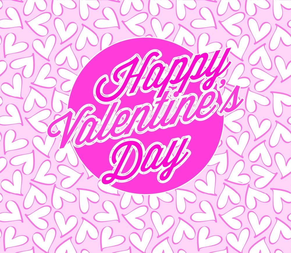 Happy Valentine's Day Hearts — White Retro