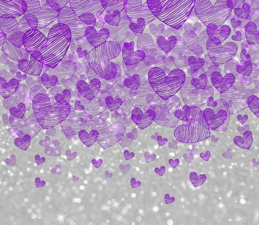 Purple Hearts With Glitter