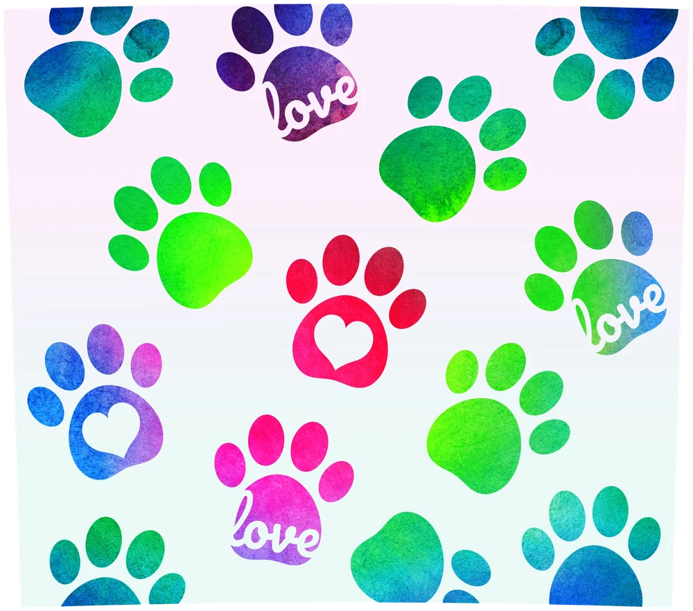 Colorful Paw Print Love Pattern