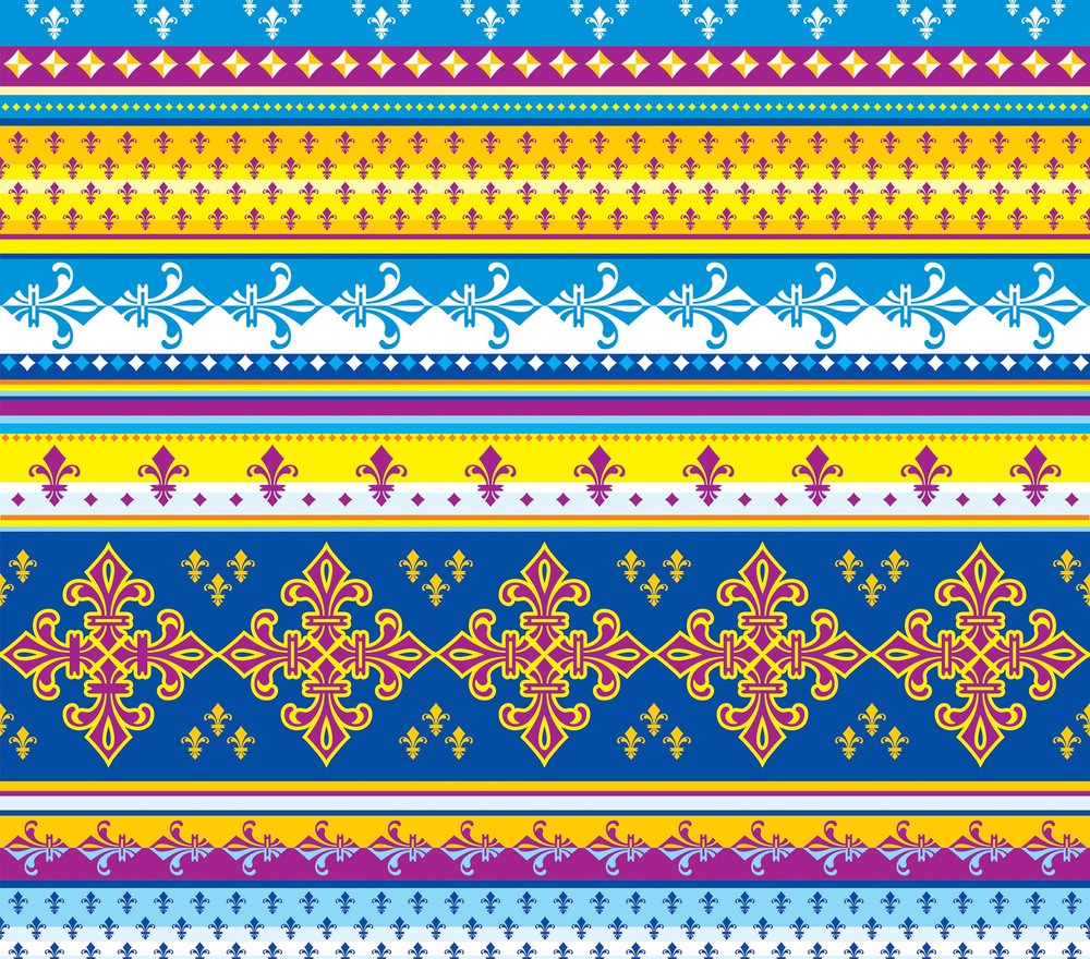Fleur-de-Lis Striped Seamless Pattern
