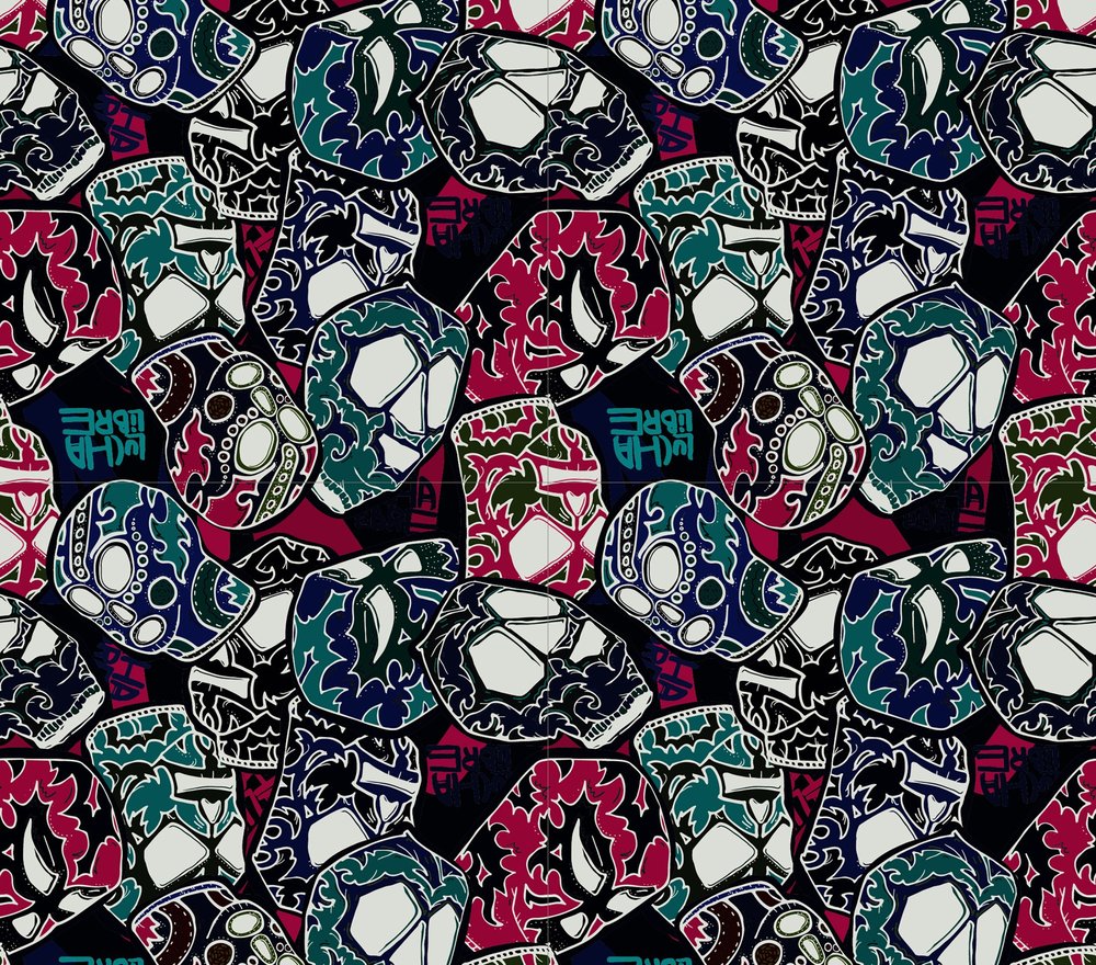 Lucha Libre Masks Seamless Pattern