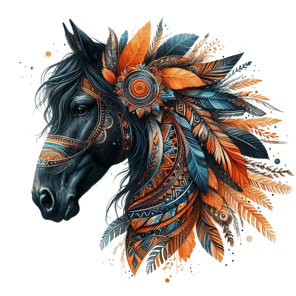Boho Horse Head Feather Mane
