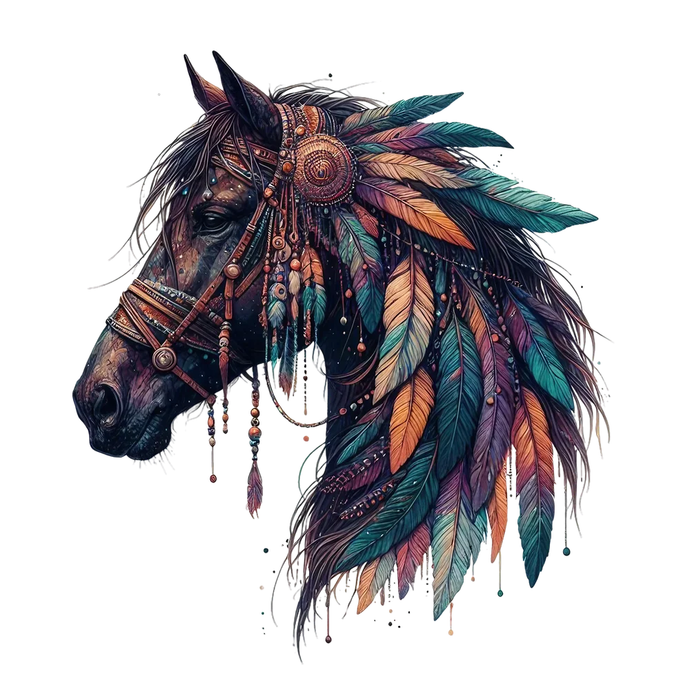 Boho Horse with Feather Mane