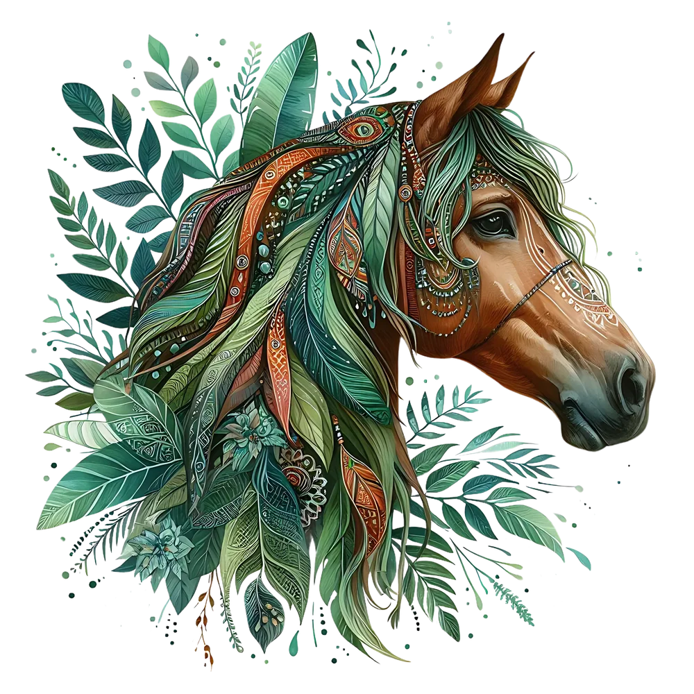Boho Horse With Floral Mane