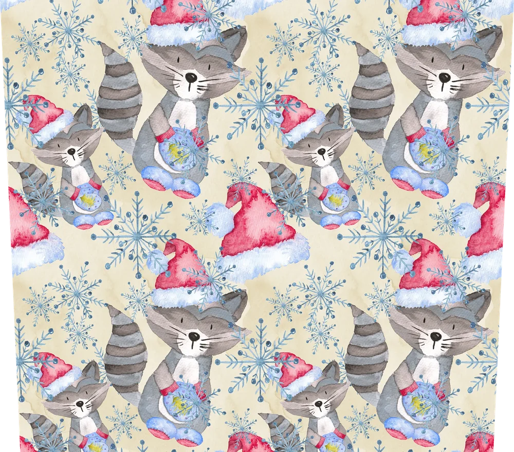 Christmas Raccoon Snowflake Pattern