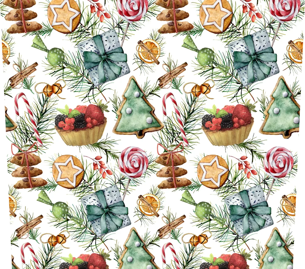 Festive Christmas Watercolor Seamless