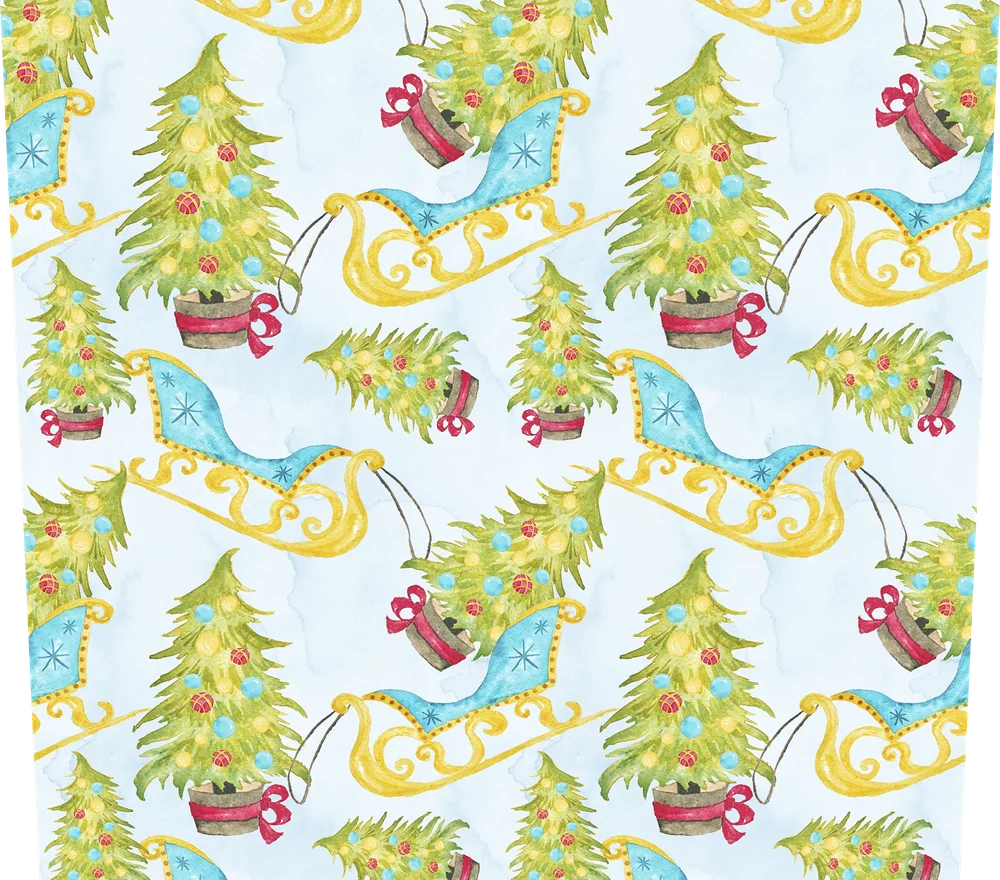 Christmas Trees Sleigh Seamless Pattern