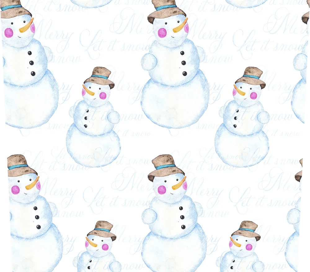 Watercolor Snowmen Winter Pattern