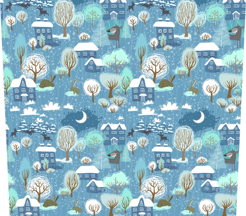 Winter Village Snow Scene