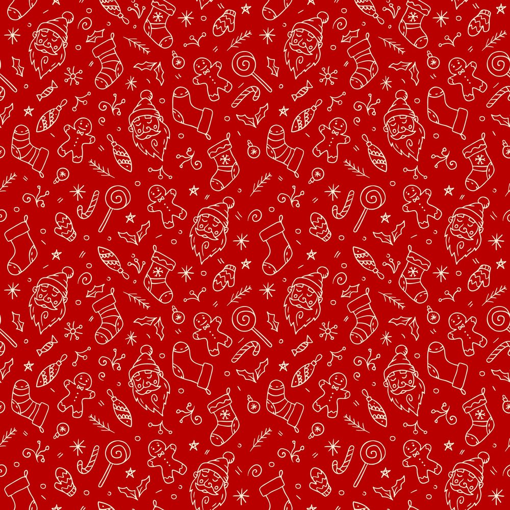 Christmas Doodle Pattern Red
