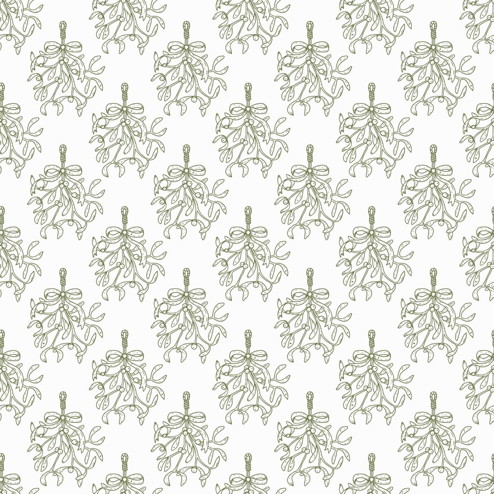Mistletoe Botanical Line Art Pattern