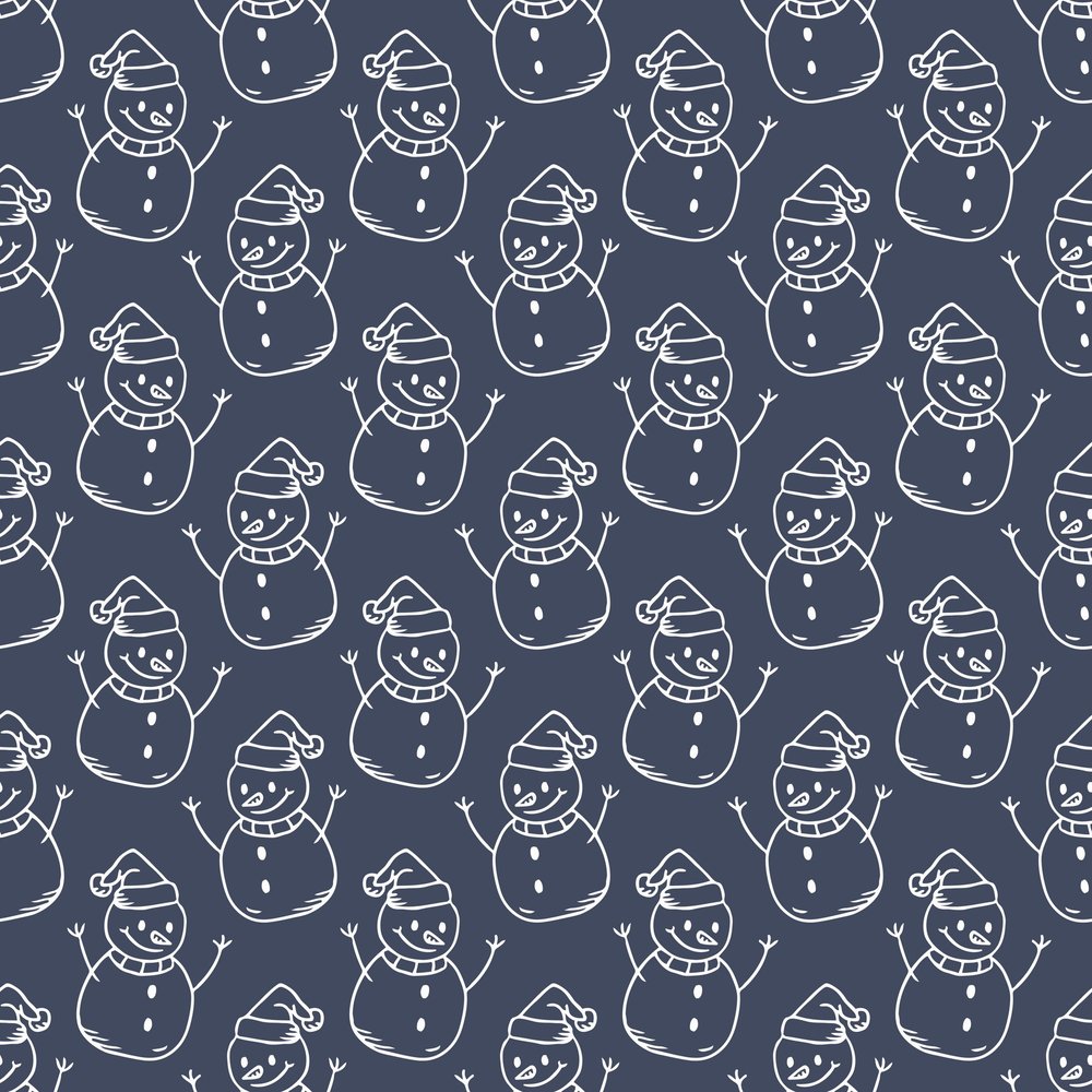Festive Snowman Line Art Pattern