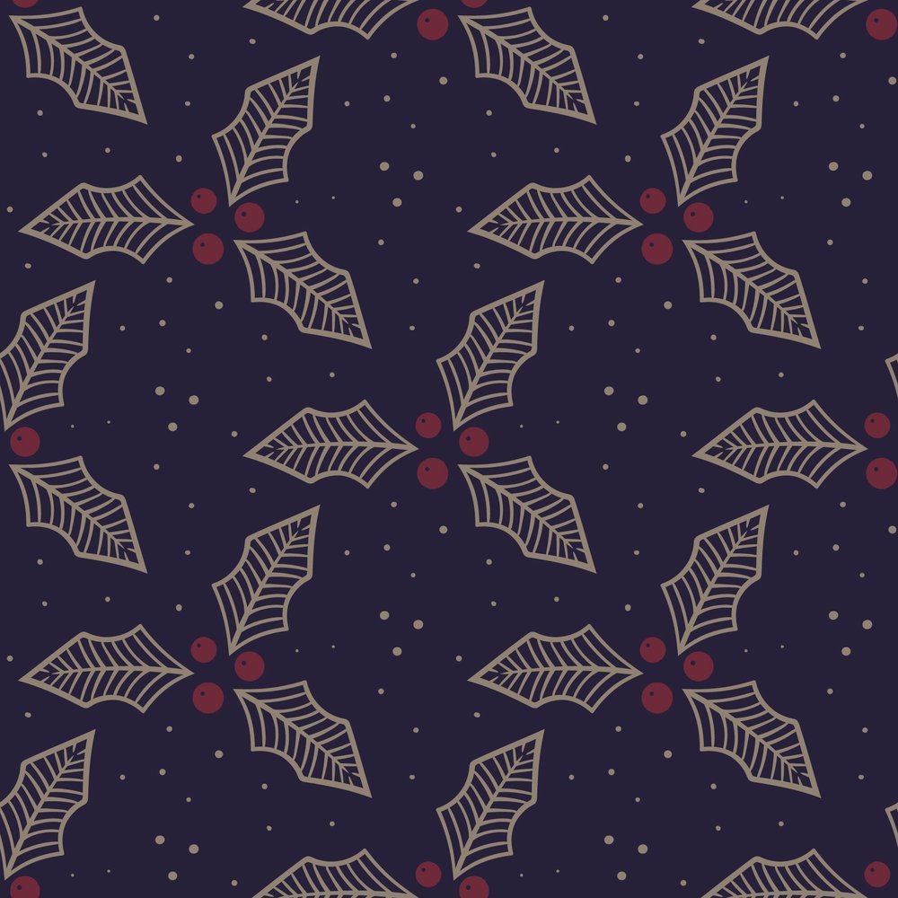Holiday Holly and Berries Pattern