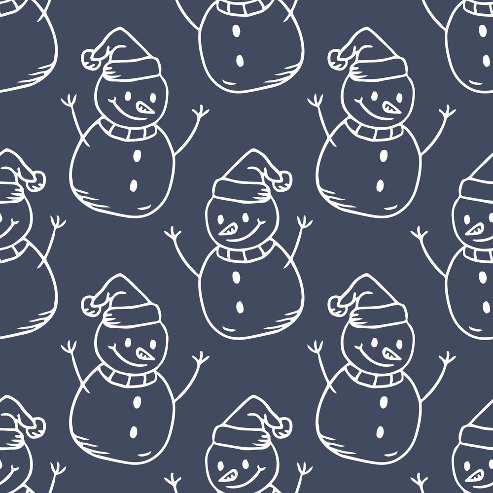 Whimsical Snowmen Seamless Pattern