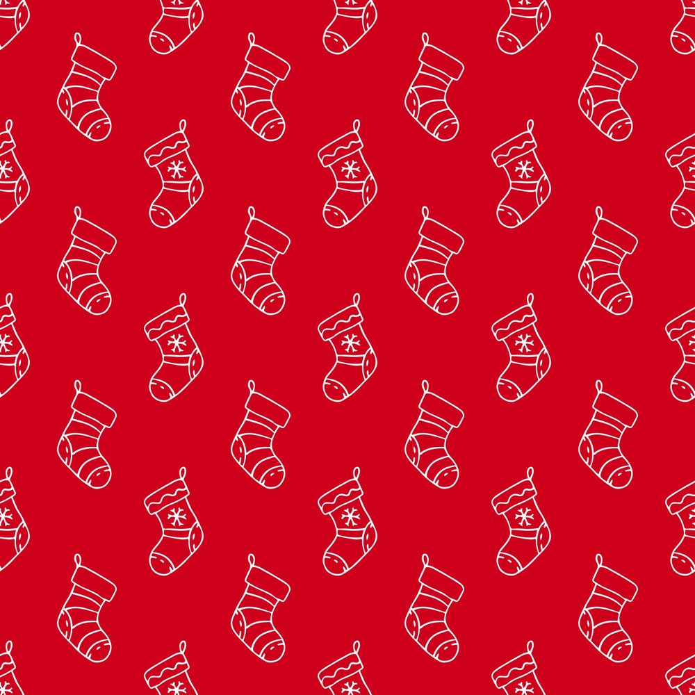 Christmas Stockings Seamless Pattern — Red Minimal