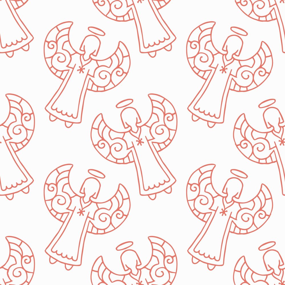 Festive Angel Line Art Pattern