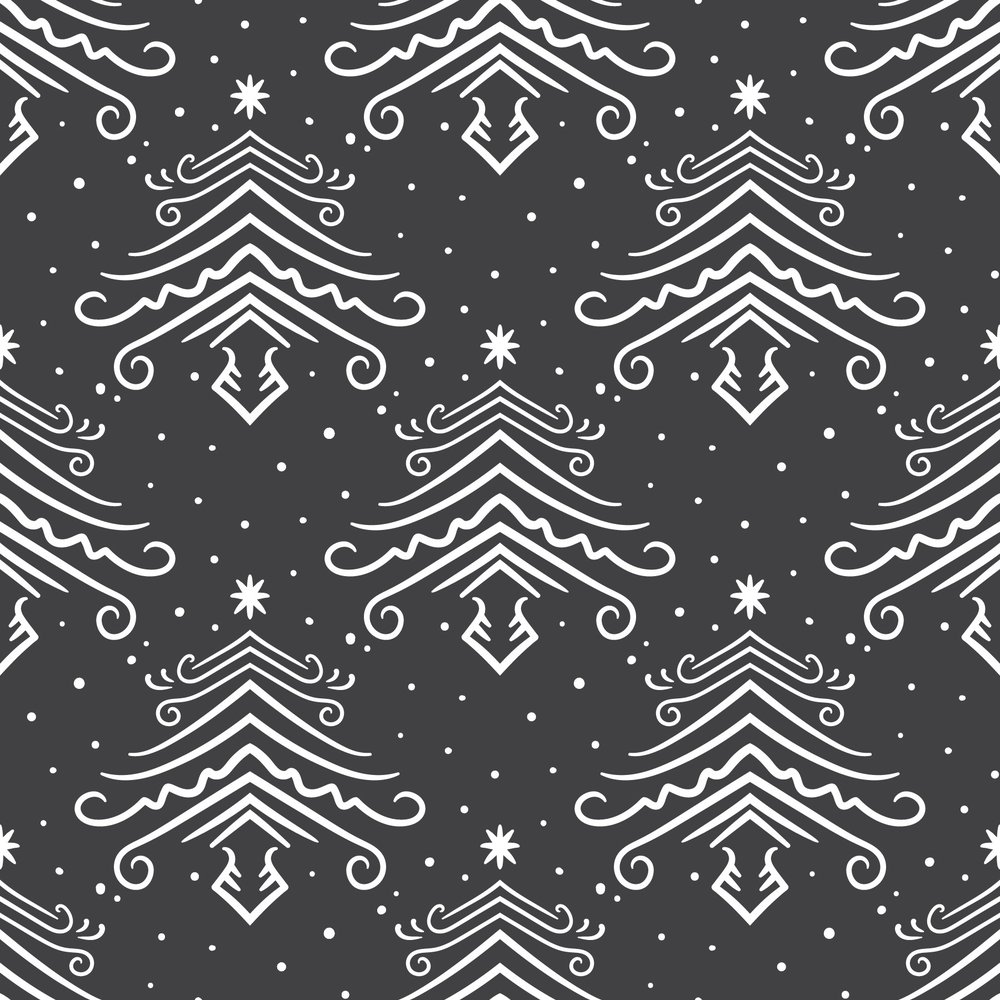 Winter Doodle Christmas Trees Pattern
