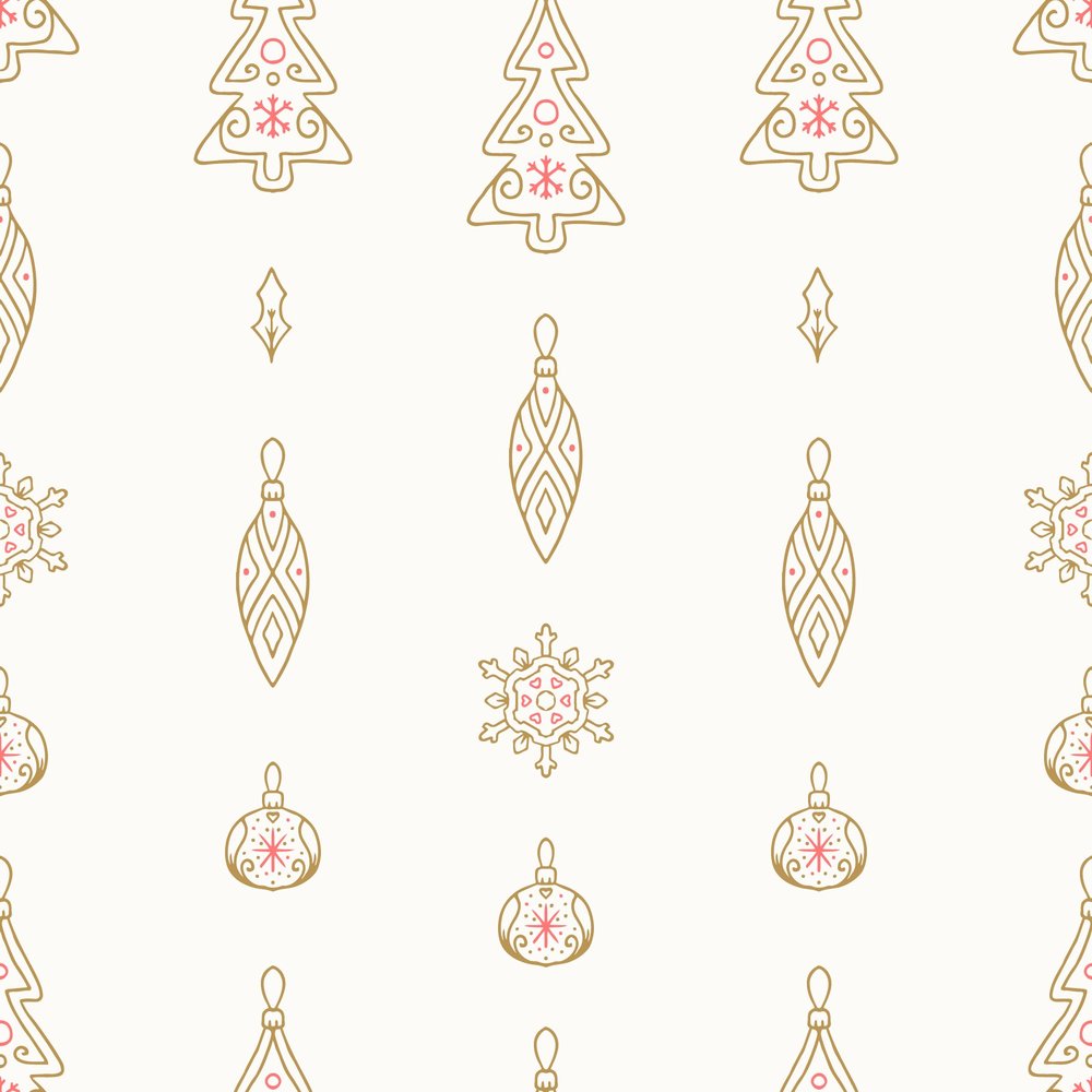 Gold Christmas Ornament Seamless Pattern