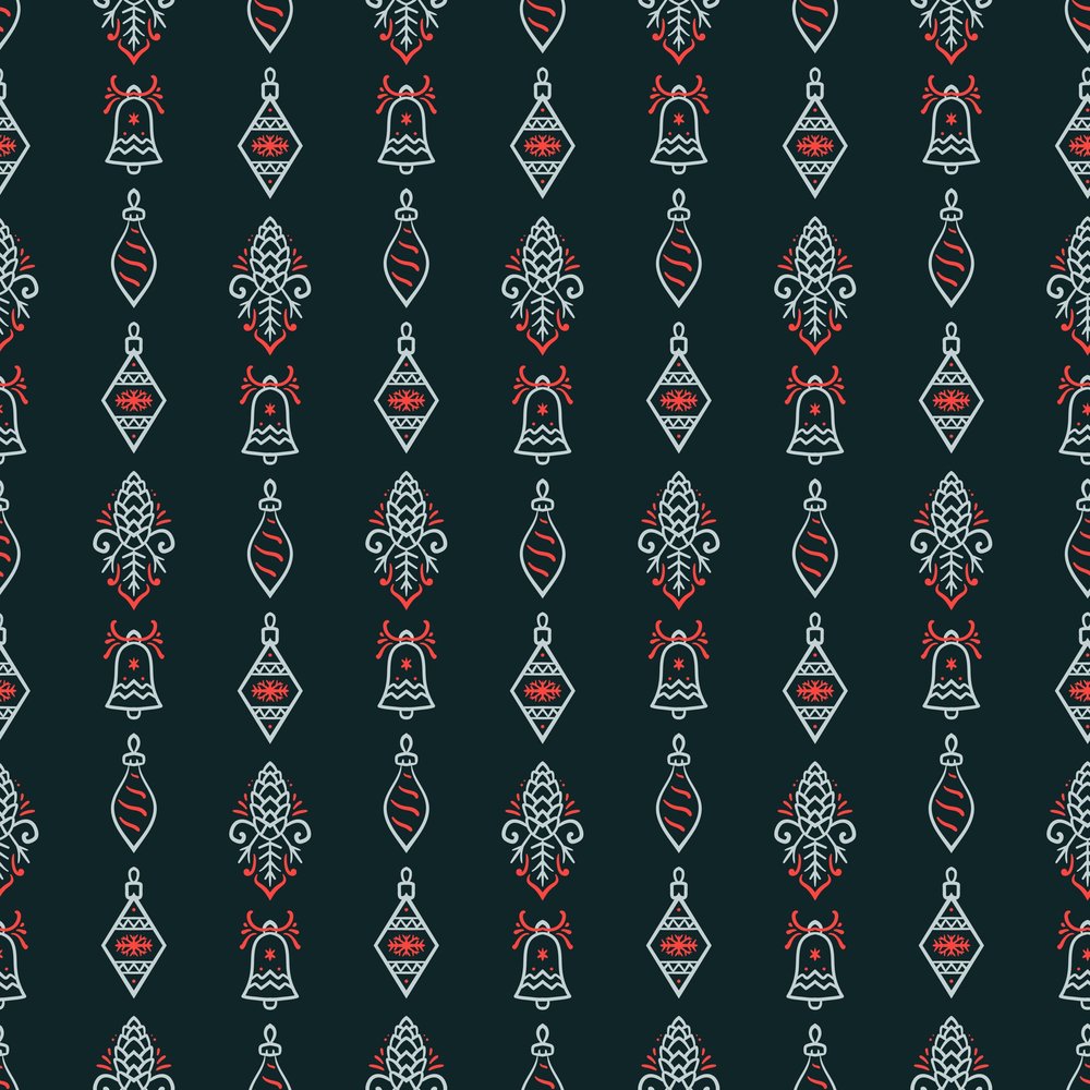 Holiday Ornament Line Art Pattern