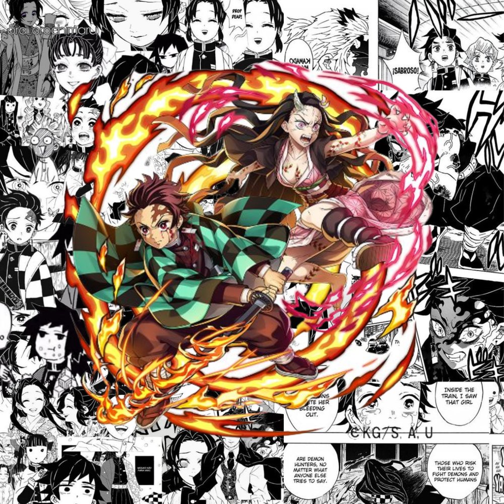Demon Slayer Fire Battle Collage