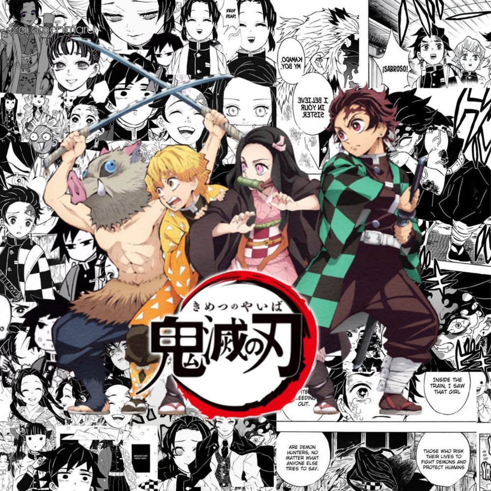 Demon Slayer Anime Collage — Multicolor Manga