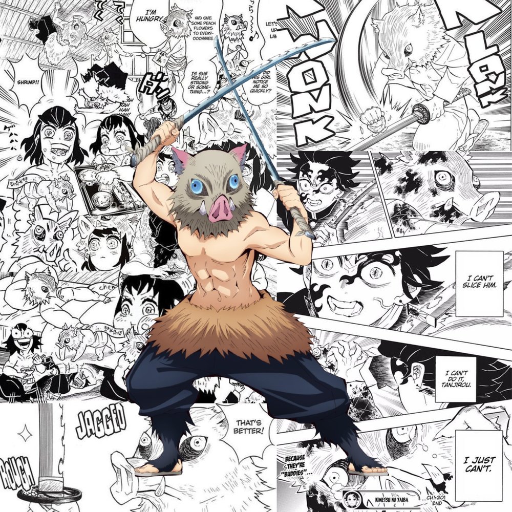 Inosuke Boar Mask Anime Collage