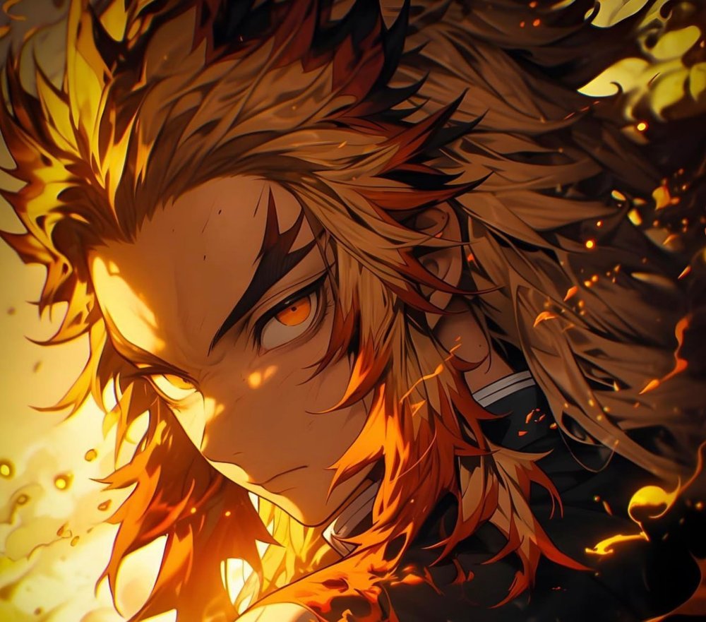 Fiery Anime Character Portrait